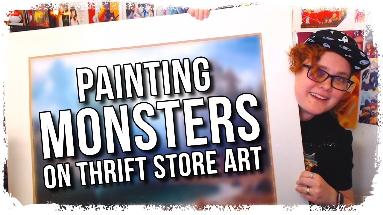 Painting MONSTERS on Thrift Store Art! YouTube
