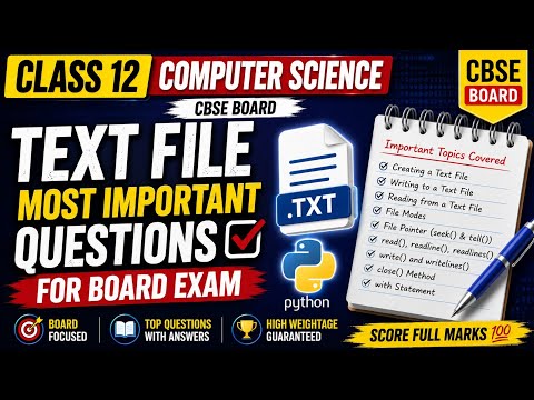 Part-1| Most Important Questions Based on Text File| File Handling in Python | Class 12 Comp Sci