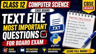 Part-1| Most Important Questions Based on Text File| File Handling in Python | Class 12 Comp Sci