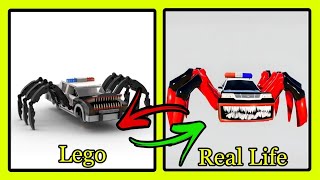 Police Car, Extra Slide, in Real Life Vs Lego All Eater Monster, Guess The Monster Voice