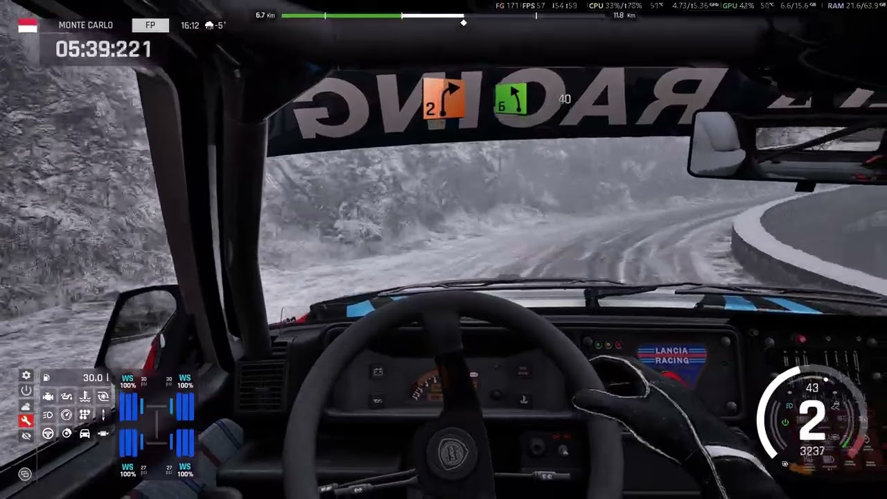 Montecarlo Lancia Delta Integrale snow and dynamic weather test Assetto Corsa Rally update 0.3