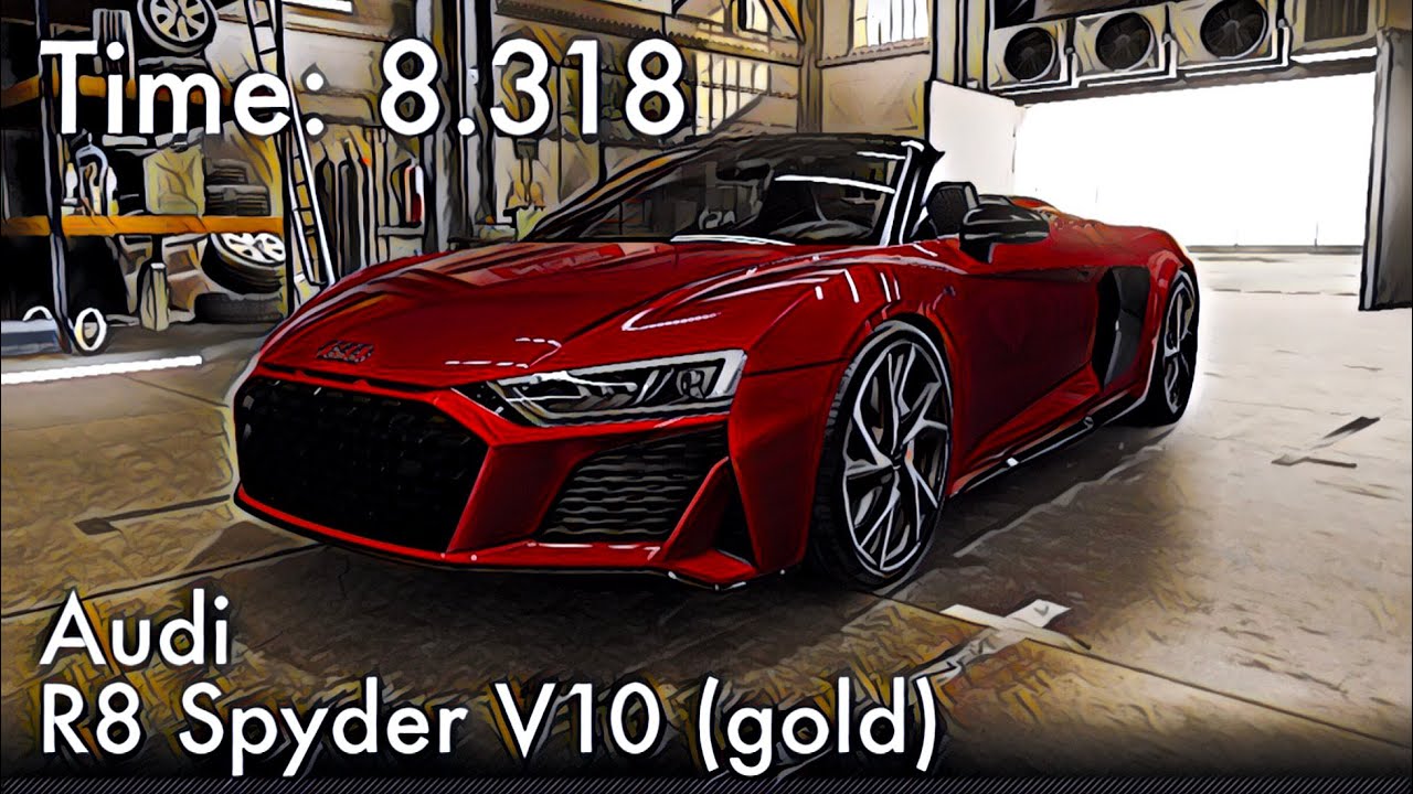 Csr2 - Audi R8 Spyder V10 (Gold) - Tune & Shift (Time: 8.318) - Youtube