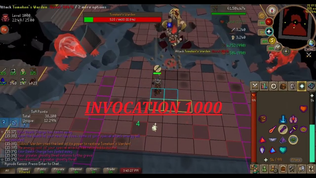 Grid Master TOA Invocation Level 1000 (No Food, No Keris)