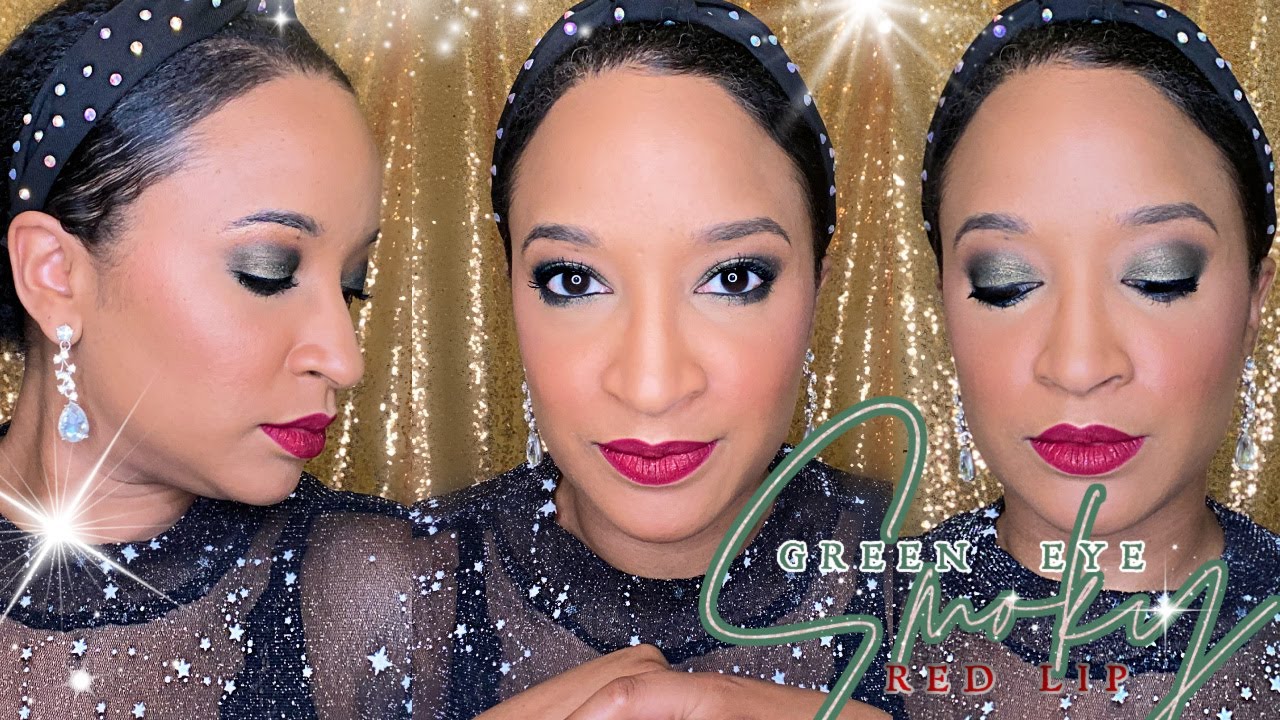 Green Smokey Eye and Red Lip Makeup| Pat McGrath Mothership VI Palette