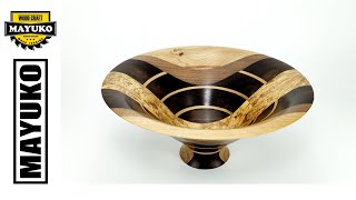 SEGMENTED FRUIT BOWL WITH AMBOYNA BURL, wood turning