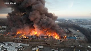 Crews battling massive warehouse fire | Thick smoke visible for miles -  YouTube