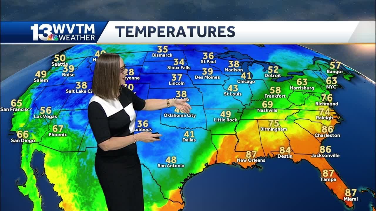Showers into Tuesday, then colder - YouTube