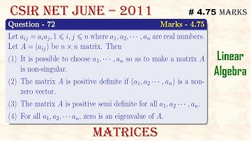 ||CSIR NET MATHEMATICS JUNE - 2011|| Question 72; Part C|| Linear Algebra|| Matrices||