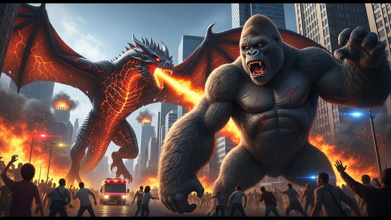 Kong vs Dragon Battle Fight To Rescue Civilians