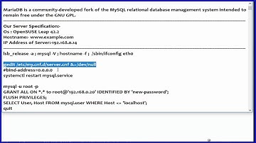 How to configure MariaDB Mysql to accept Remote connections on Opensuse Leap