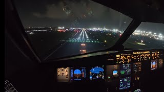 Captain seat A320  night POV landing Mumbai
