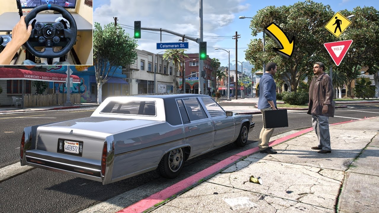 GTA 5 Lets Go To Work as Transporter Delivering Packages - Steering Wheel Gameplay