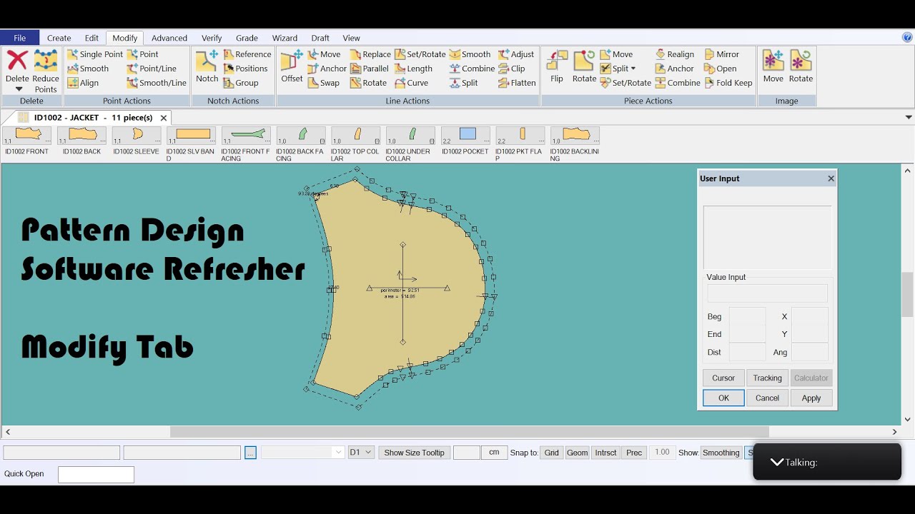 Accumark Pattern Design Software Refresher - Modify Tab - YouTube