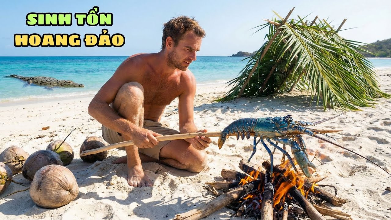 Surviving Alone on a Desert Island - Catching Seafood and Grilling It Like a Vacation - youtube