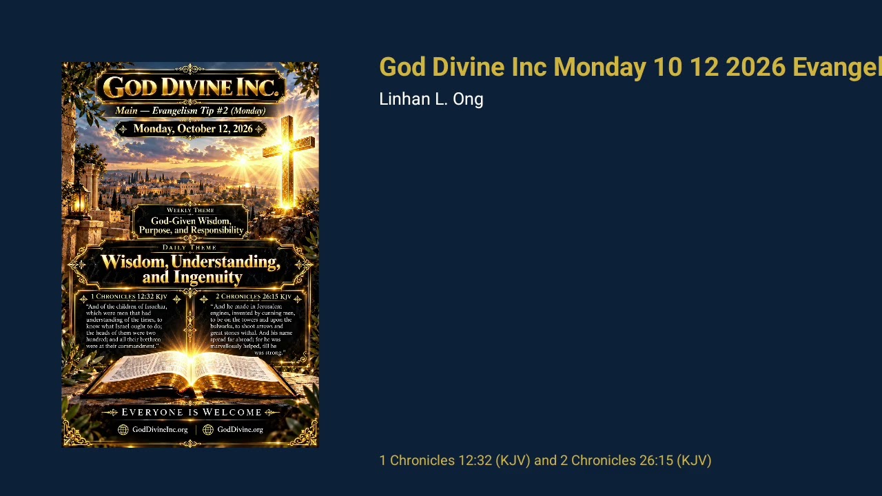 God Divine Inc Monday 10 12 2026 Evangelism Tip #2