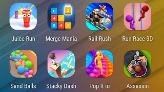Juice Run,Merge Mania,Rail Rush,Run Race 3D,Sand Balls,Stacky Dash,Pop It io,Assassin screenshot 5