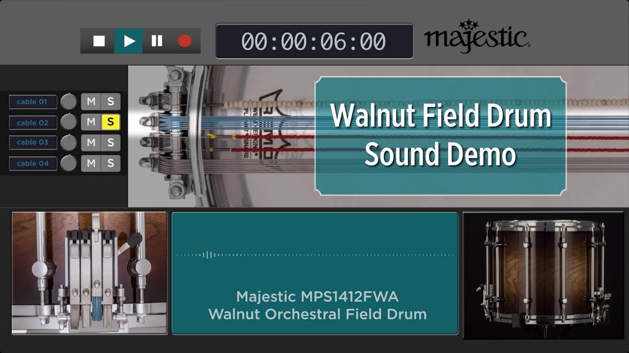 Majestic MPS1412FWA Walnut Orchestral Field Drum - 14-inch x 12