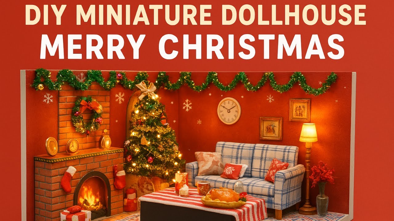 DIY Miniature Dollhouse | Mini Christmas Living Room — SO Cozy!
