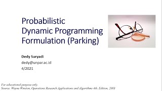 Week5.2 Probabilistic Dynamic Programming Formulation (Parking Space)
