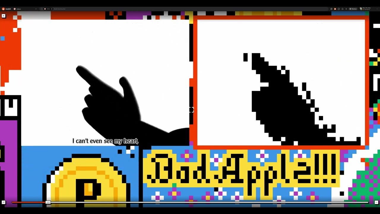 r/place 23 Bad Apple vs Original 4K NO STUTTER!