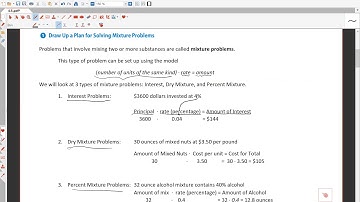 4 5 Objective 1: Draw a Plan for Solving Mixture Problems