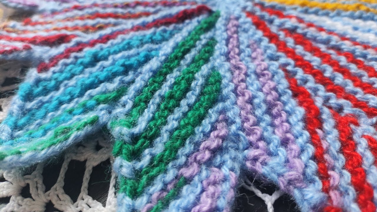 Салфетка из остатков пряжи спицами 🥰