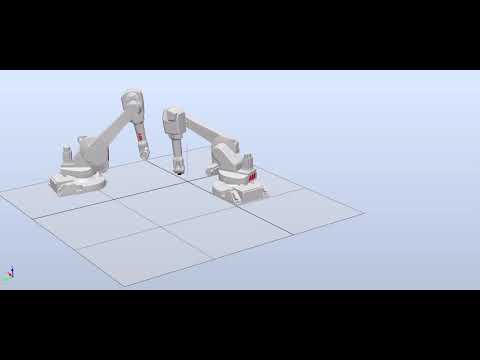 robot arm simulation of two robot at one place