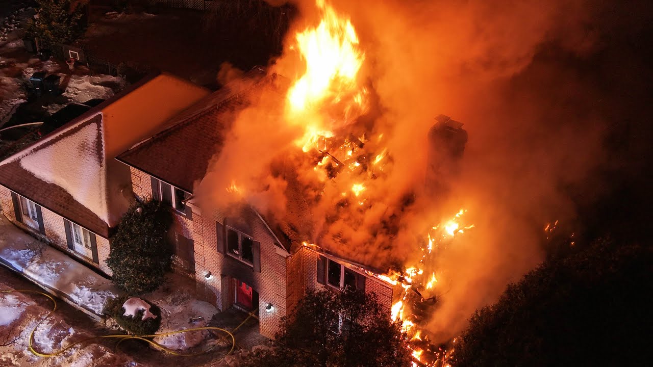 Hanover Township 3 Alarm House Fire Aerial Video with Fireground Audio ...