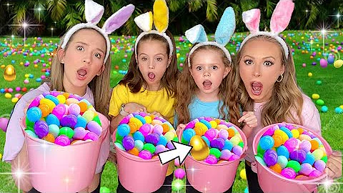 HUGE EASTER EGG HUNT 😱🌈🐣 *WHO WILL FIND THE GOLD EGG?!* ​⁠​⁠#fun #cute #challenge #bff #funny #trend