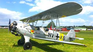 Flying A Ww2 Luftwaffe Biplane Focke Wulf Fw-44 Stieglitz On Board Plane Ride