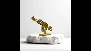 Russia 3D printed yellow tactical machine gun model 15cm FPS game
