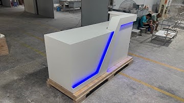 Nails Salon Spa Office Company Reception Desk Led Corian Solid Surface Front Counter.