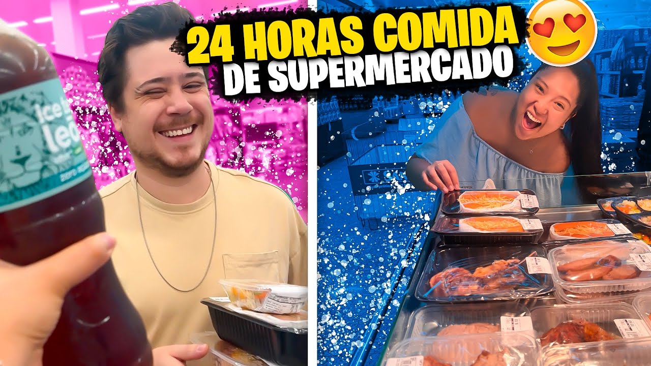 24 HORAS só COMENDO COMIDA DO SUPERMERCADO | Jeru e Cheru