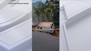 Sinkhole swallows van after drenching rain in NYC