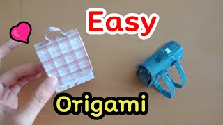 How to make school bag with paper Origami paper backpack 🎒DIY easy paper backpack