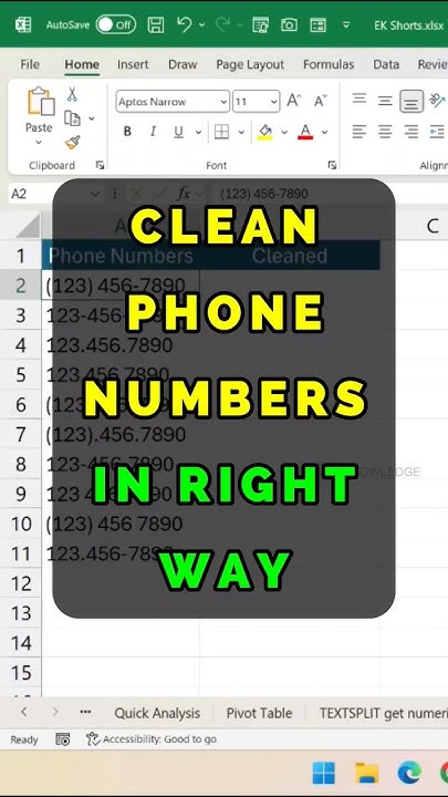 How to clean Phone Numbers in Excel - YouTube