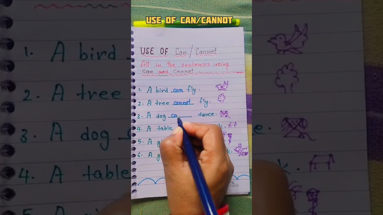 use of can/cannot//  for kg2// english language//english worksheet