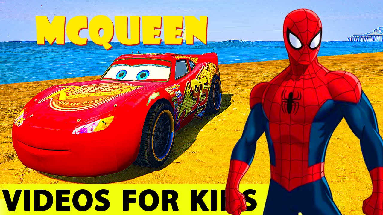 Lightning McQueen Cars /w Red Spiderman Cartoon for Kids and Children  Nursery Songs with Action - YouTube