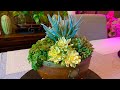 Succulent Arrangement in Repurposed Wooden Bowl