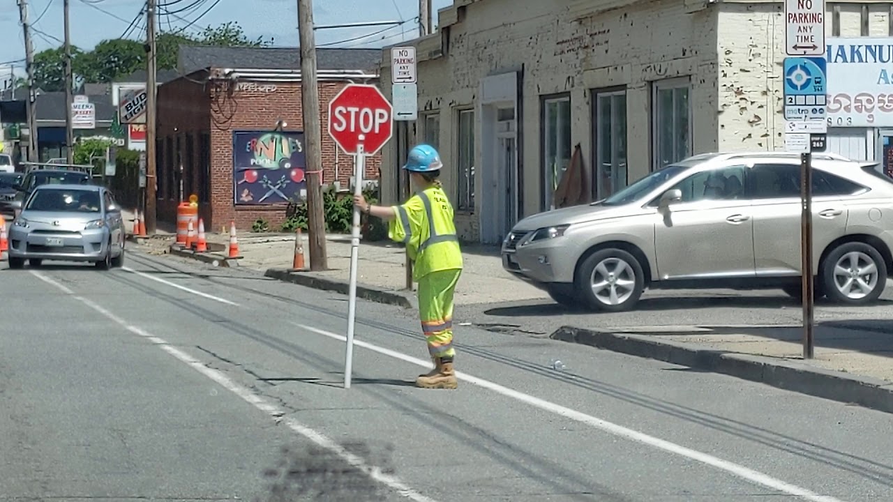 Dancing Flagger on Forest Ave in Portland, ME - YouTube
