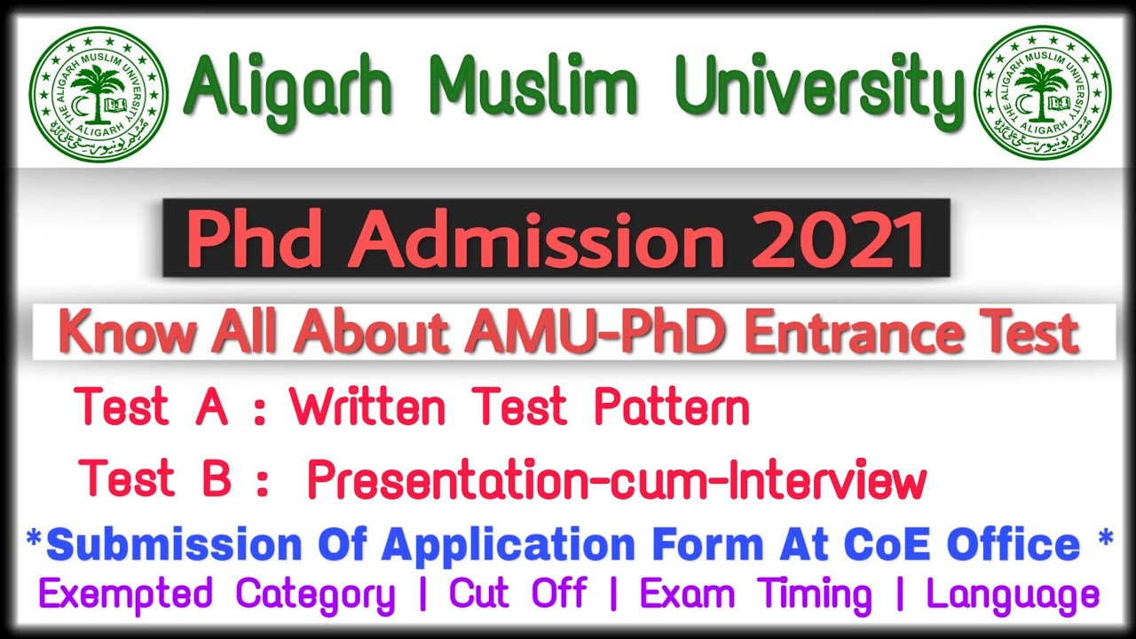 amu phd admission process