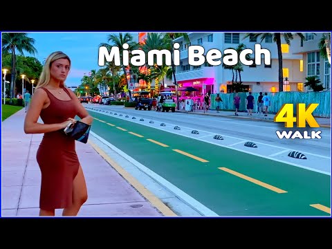 【4K】𝐖𝐀𝐋𝐊 ➜ MIAMI ☘️ Beach 🇺🇸 USA 🇺🇸  4K video 𝐇𝐃𝐑 ! Ocean Drive