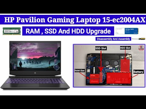 How To Upgrade RAM And SSD HP Pavilion Gaming Laptop 15-ec2004AX  / Disassembly And Assembly
