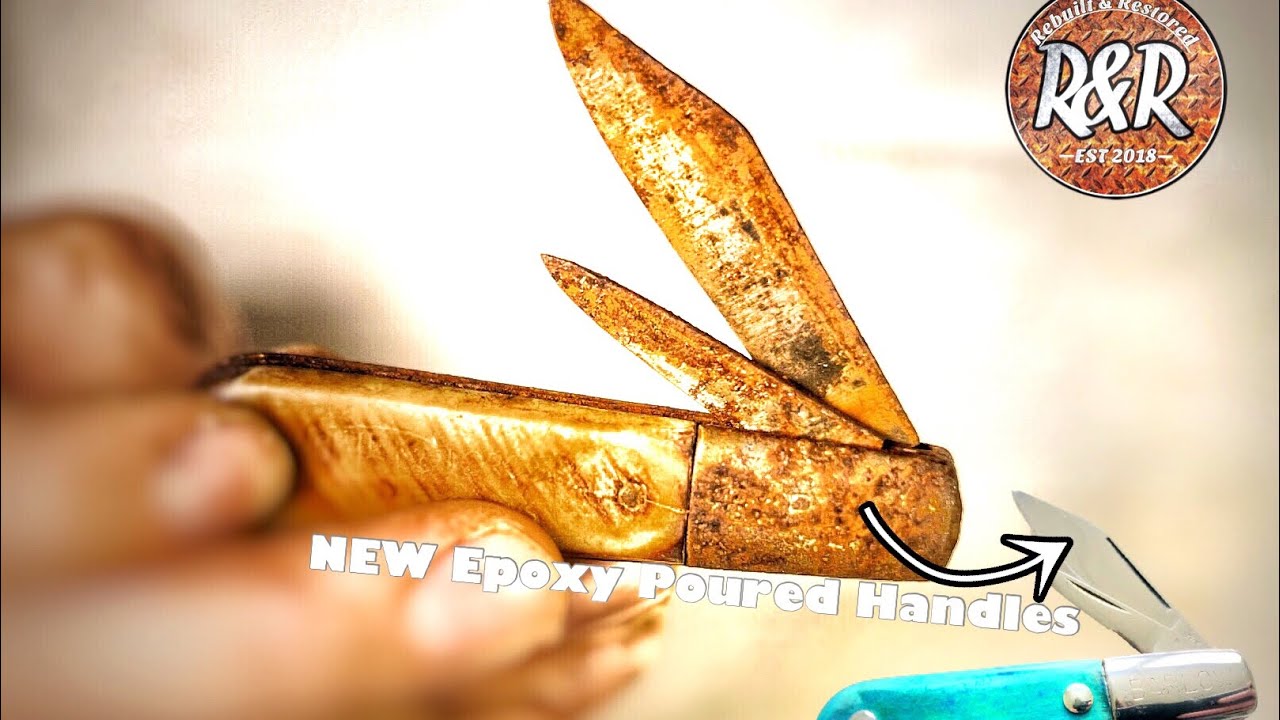 Rusty & Broken Old Pocket Knife Restoration. New Epoxy Handle YouTube