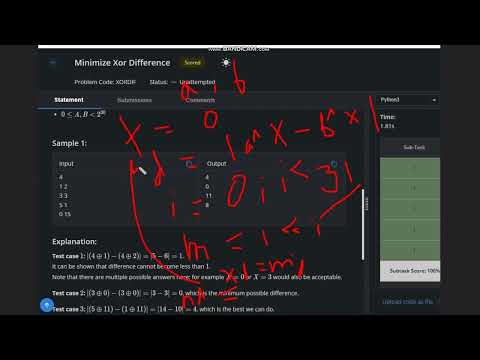 Minimize Xor Difference | XORDIF| Codechef STARTERS 101 | Full Solution