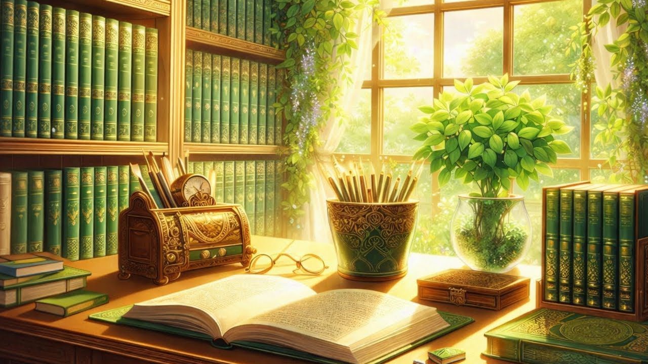 May Emerald Fantasy Library Ambience | Immersive Luxury Reading Room (30min)