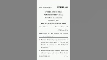 IGNOU MBA MMPH-003 | Human Resource Planning Dec 2024 | Important Questions & Paper Analysis