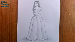 Mi_Art on X: Draw a girl with a beautiful dress