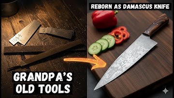 OLD FILES to CHEF KNIFE: The Incredible Transformation of Old Rusty Tools into a Damascus Chef Knife