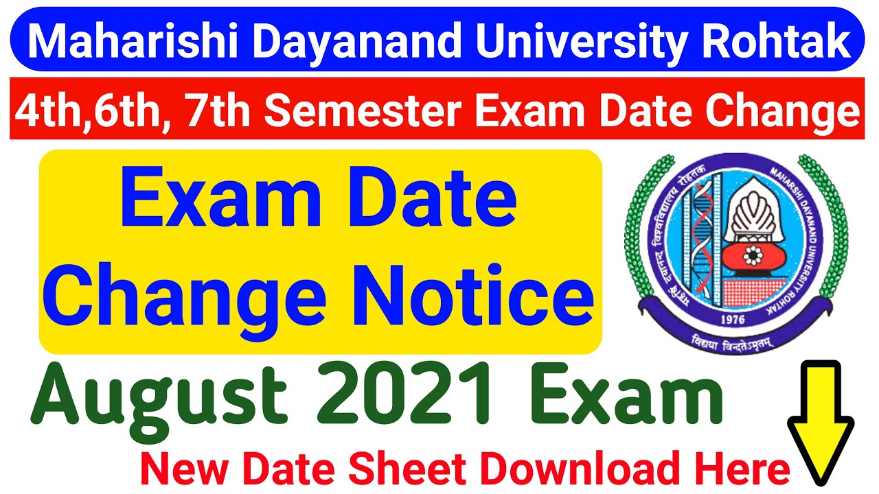 MDU New Exam Date 2021 || MDU UG Courses Exam || Mdu Latest Update || MDU 4th/6th/7th Sem Exam Date